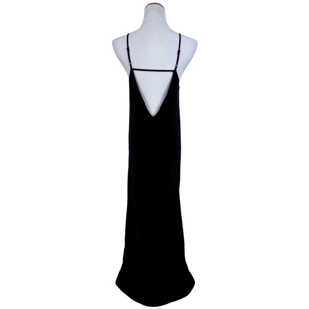 Tobi Black Lace Crochet Trim Gauzy Plunging Strappy Back Casual Boho Maxi Dress - Picture 10 of 16